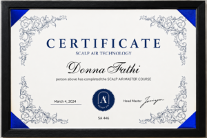 Donna fathi certified in korean scalp air in beverly hills california since 2024
