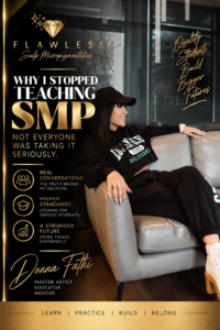Donna Fathi explaining why Flawless SMP training is returning with a greater focus on serious scalp micropigmentation students.